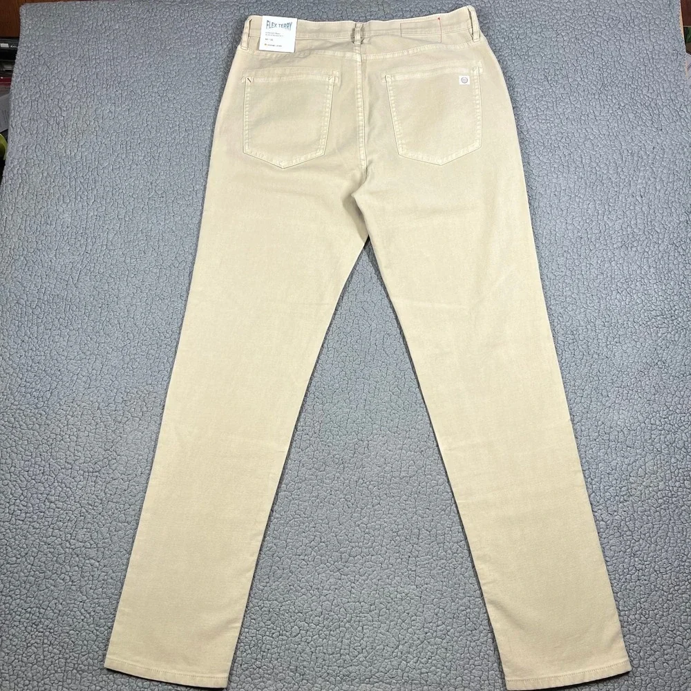 Marine Layer Flex Terry Pant Slim Straight Khaki Tan 34x32 NWT MRSP $148